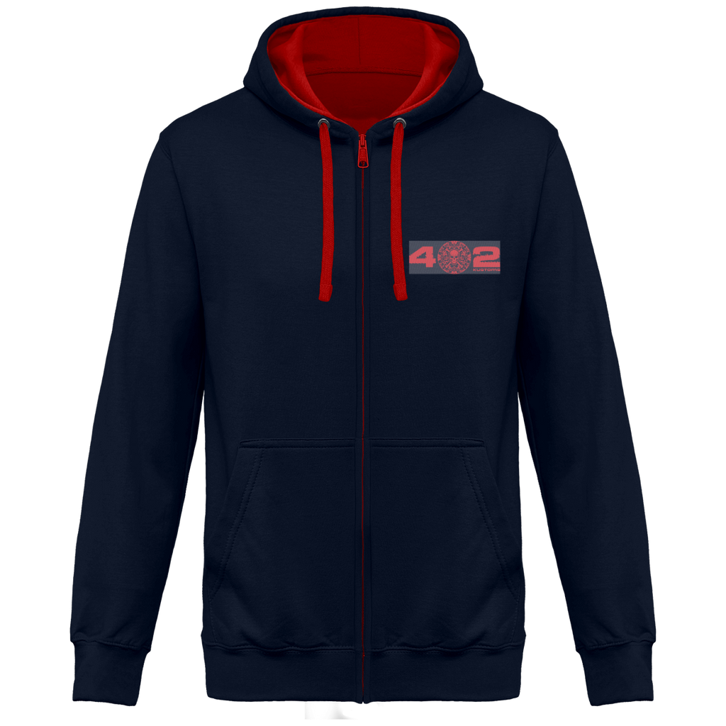 Sweat-shirt zippé capuche contrastée