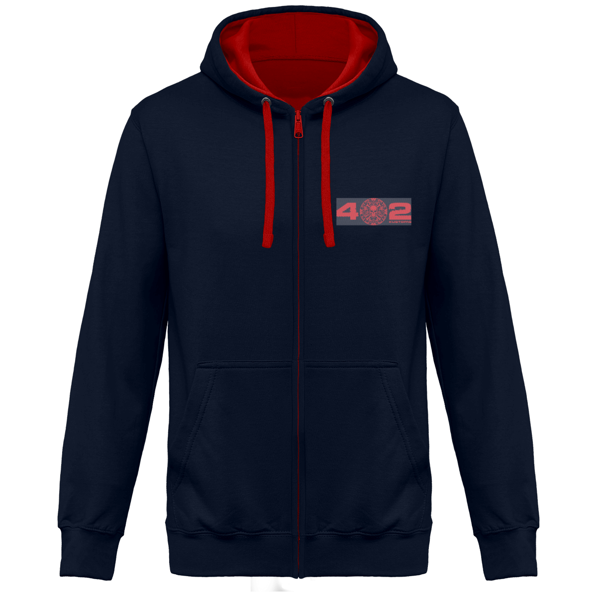 Sweat-shirt zippé capuche contrastée